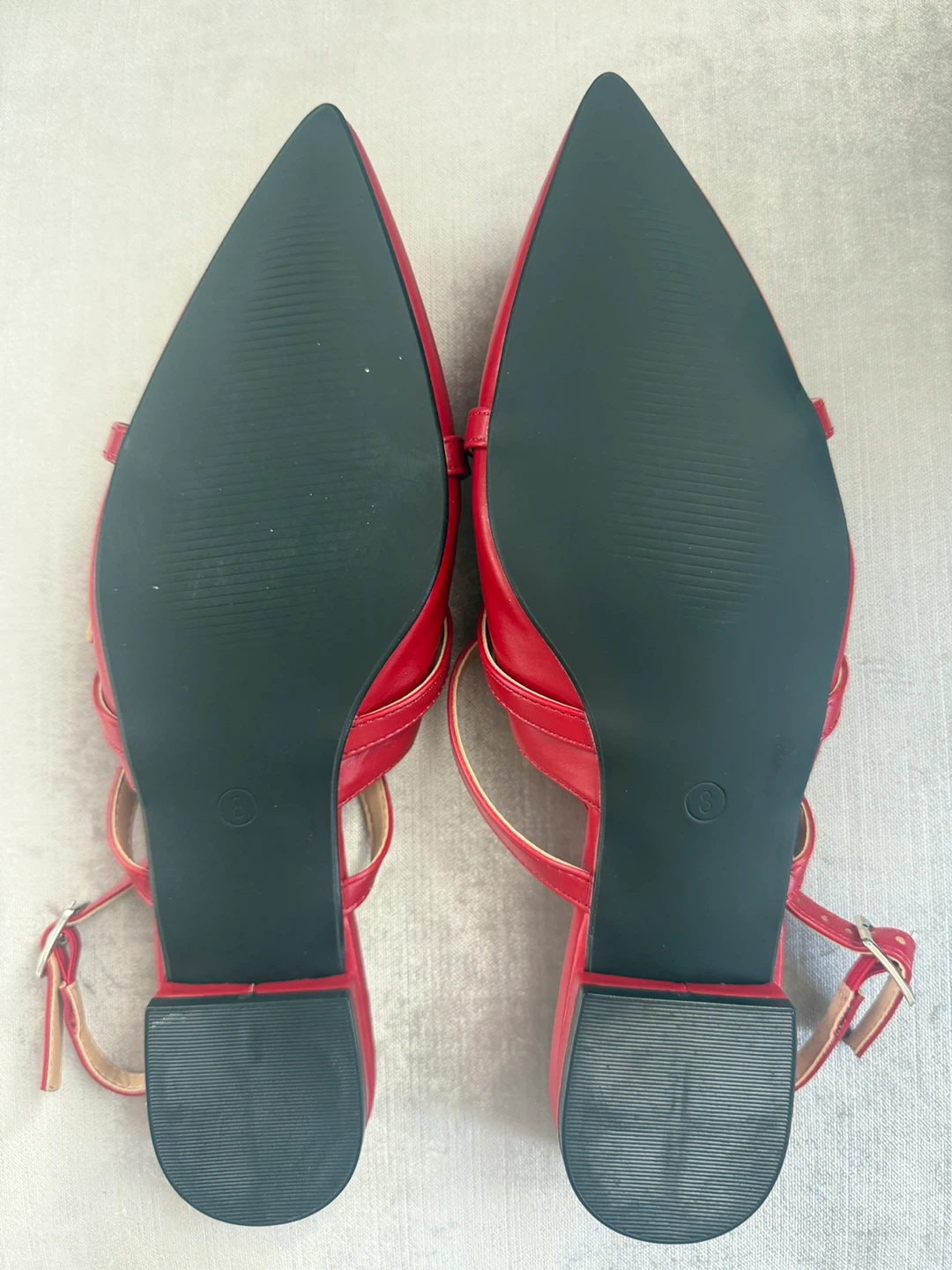 Red Pointed Toe Flats with Straps - photo 3