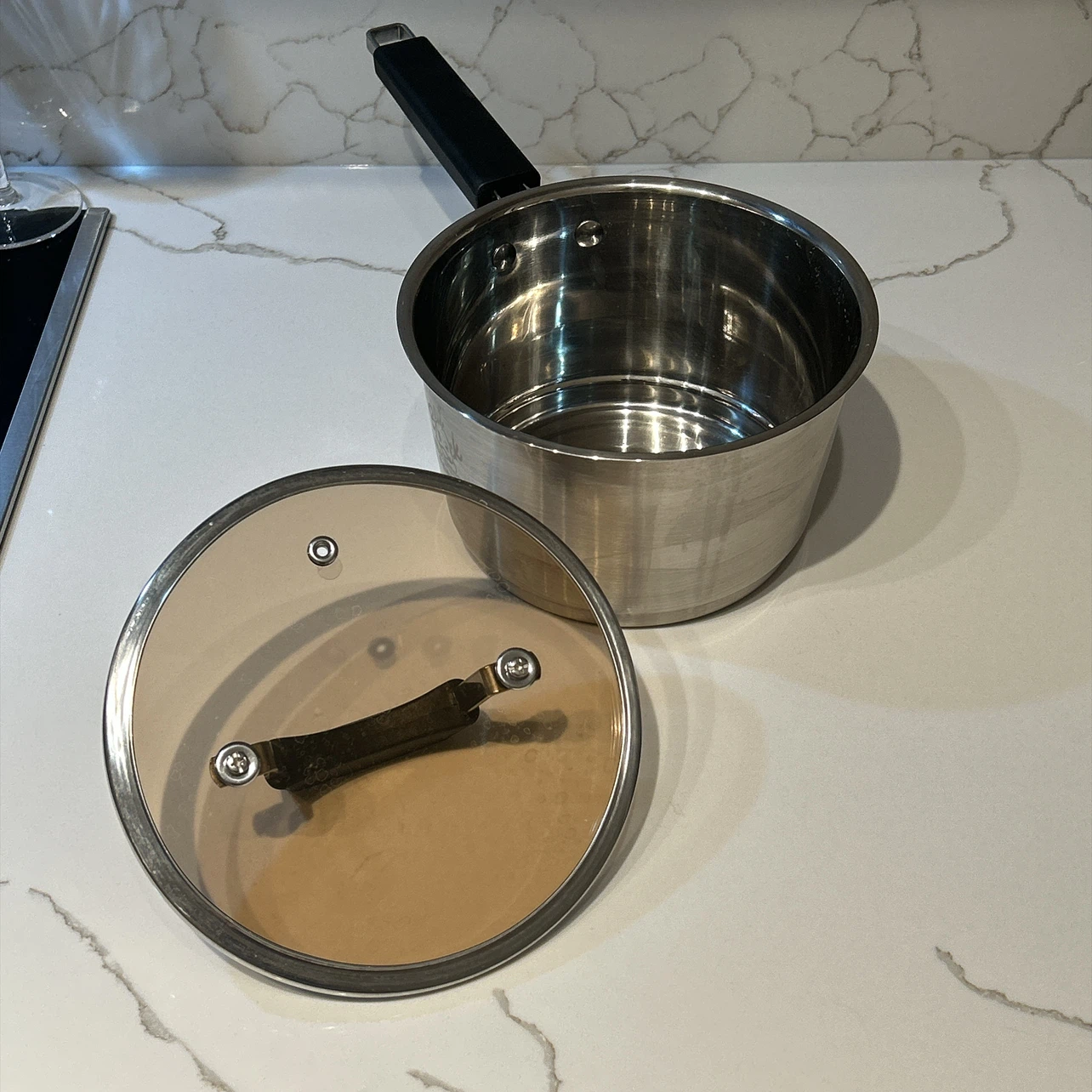 Stainless Steel ramen or soup pan with Glass Lid