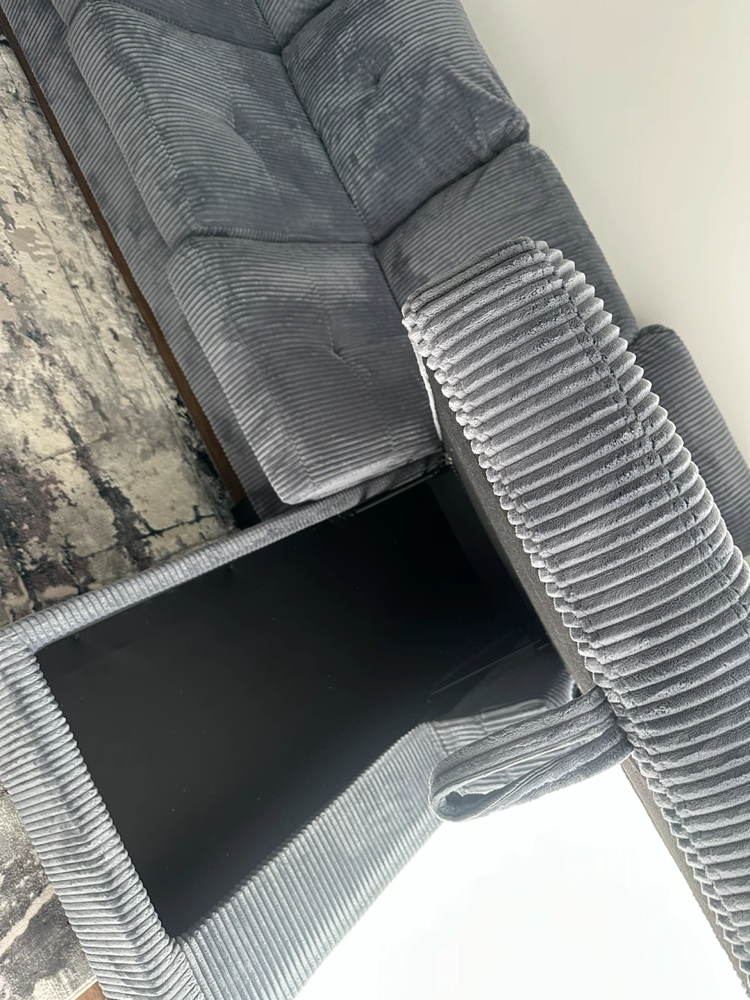 Grey Corduroy Sectional Sofa with Storage - photo 2