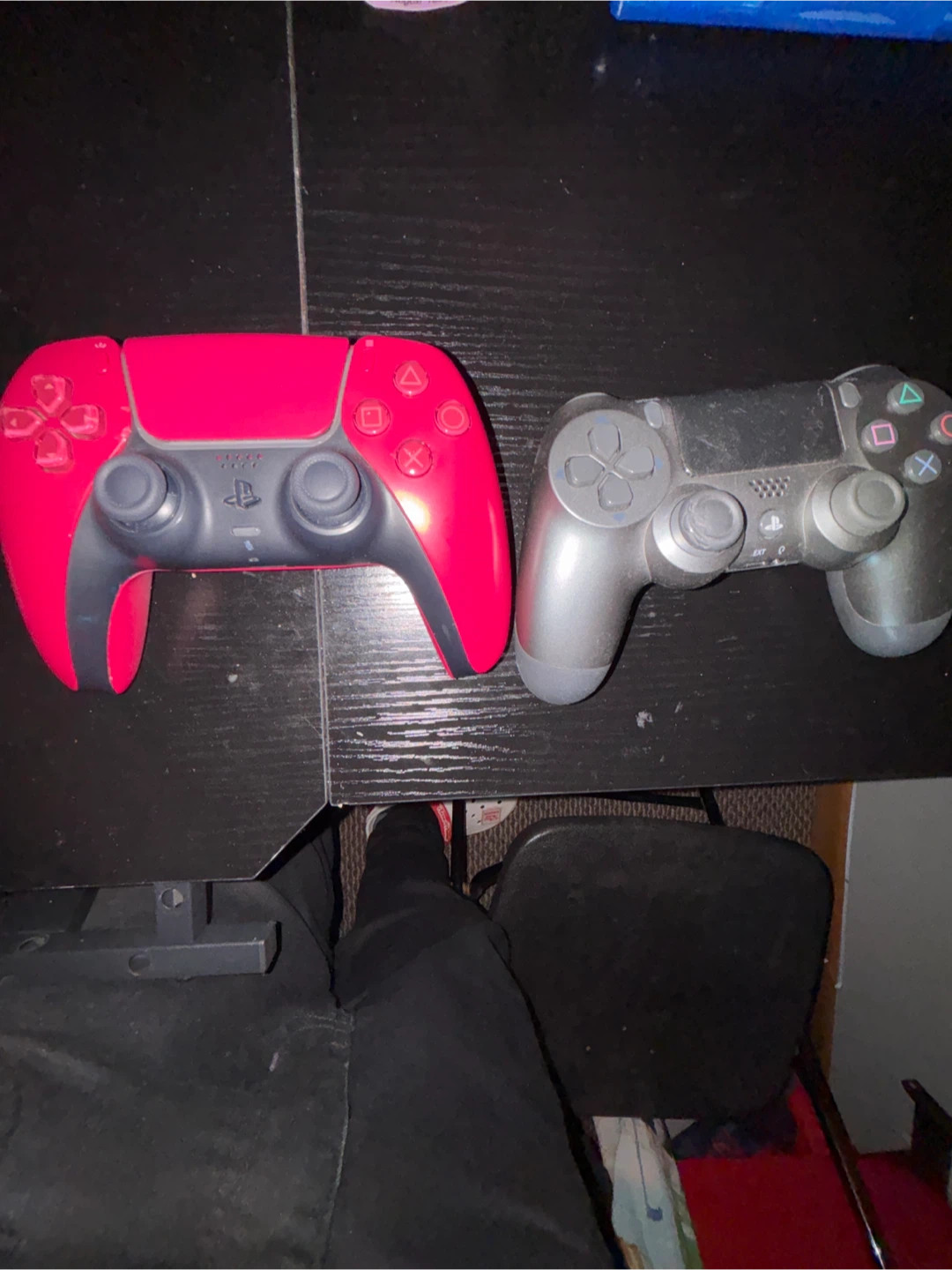Red Ps5 DualSense Controller & Gray Ps4 Controller