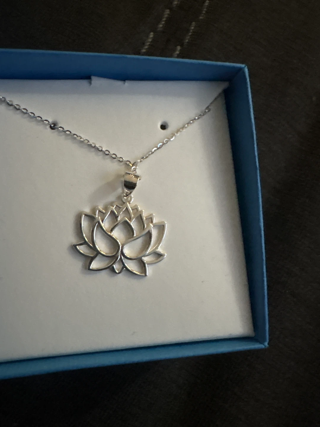 Silver Lotus Flower Pendant Necklace