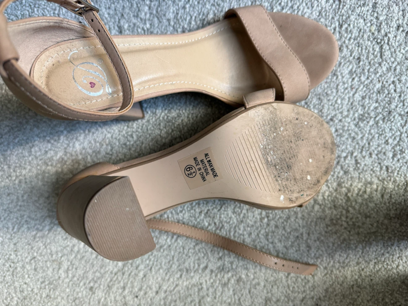 Women's Nude Ankle Strap Block Heels - photo 2