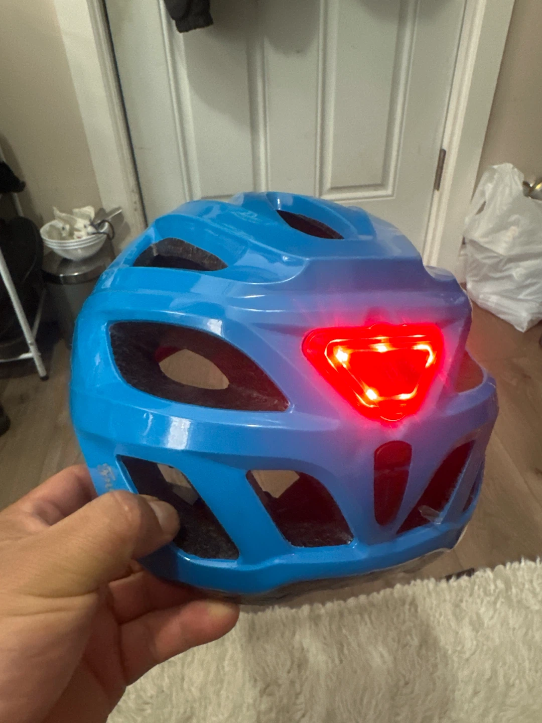 Freetown Blue Bicycle Helmet with Rear LED Light