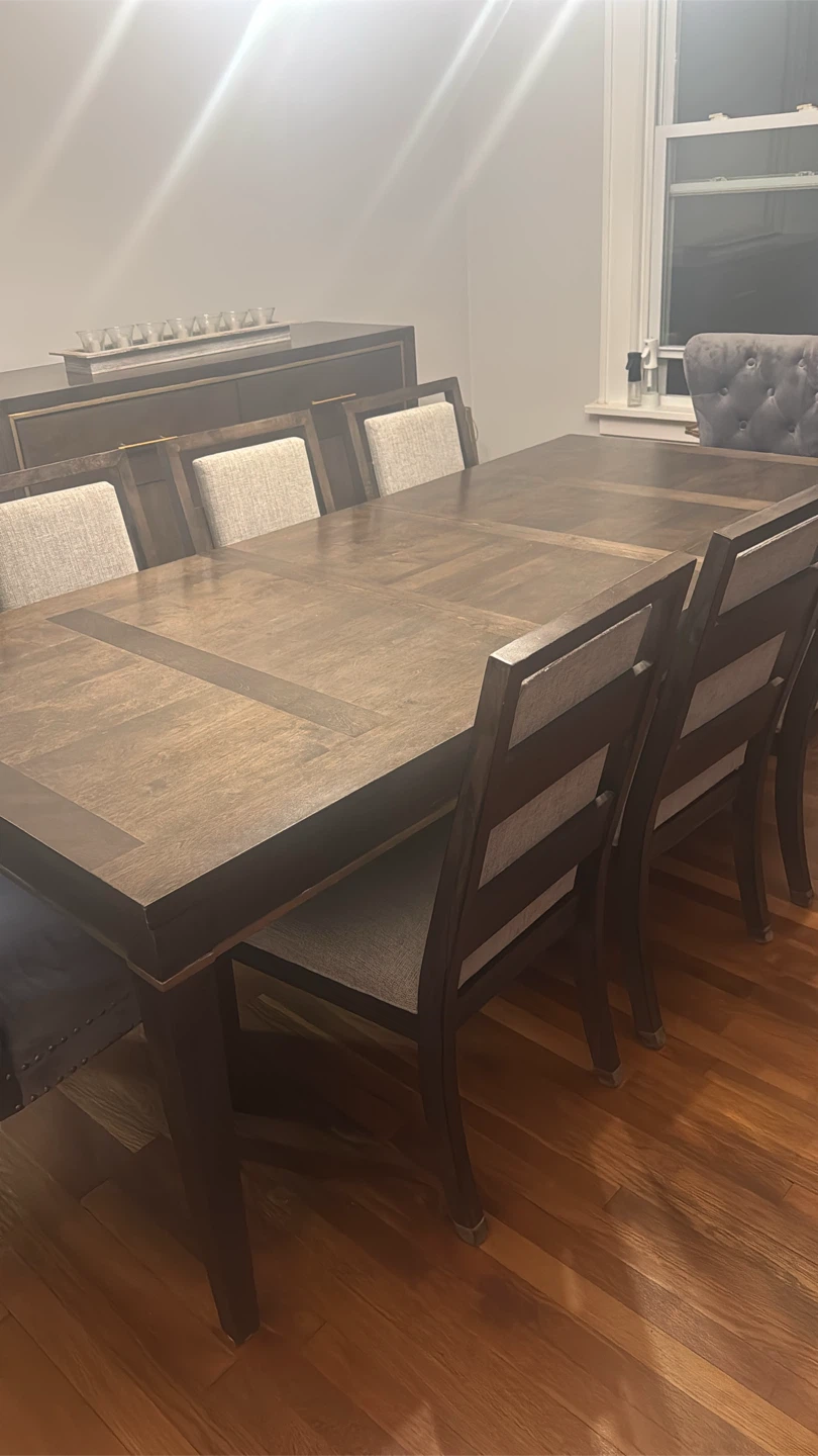 Dark Wood Dining Table with 8 Chairs - photo 3