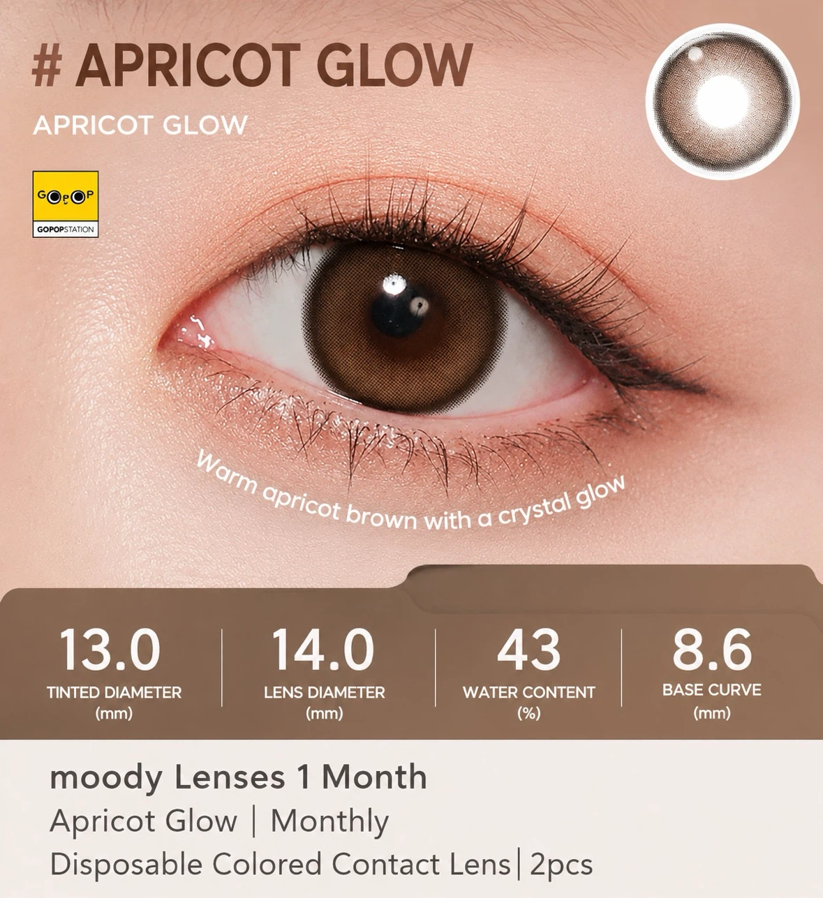 Brand New - Moody Apricot Glow Monthly Contact Lenses