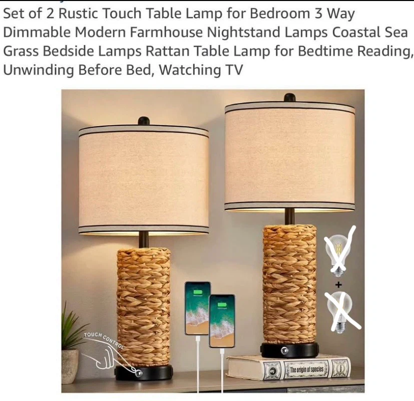 New Boho Sea Grass Table Lamps