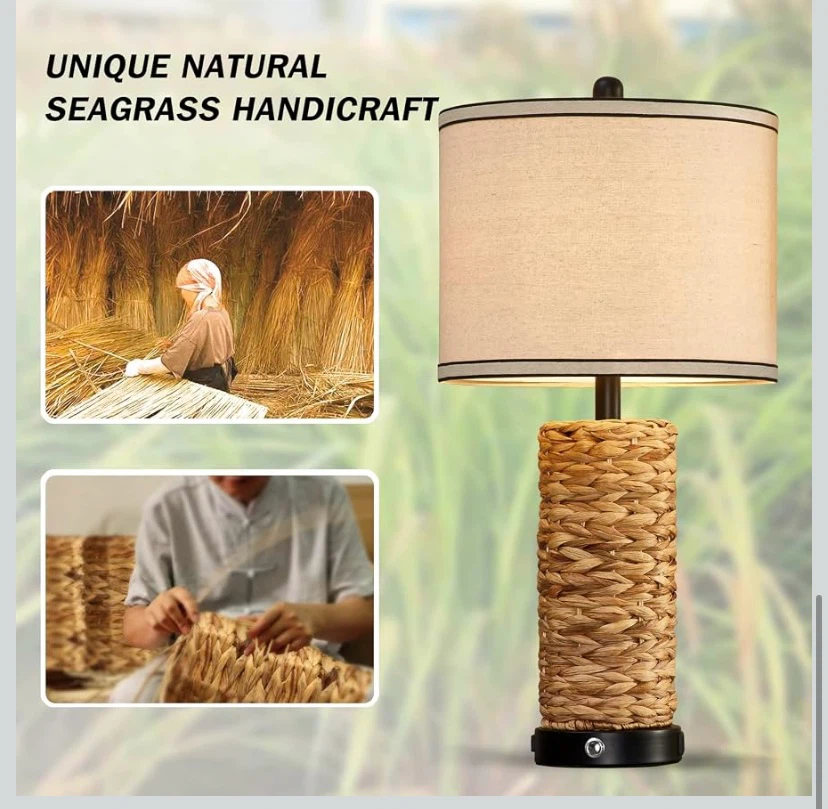 New Boho Sea Grass Table Lamps - photo 5