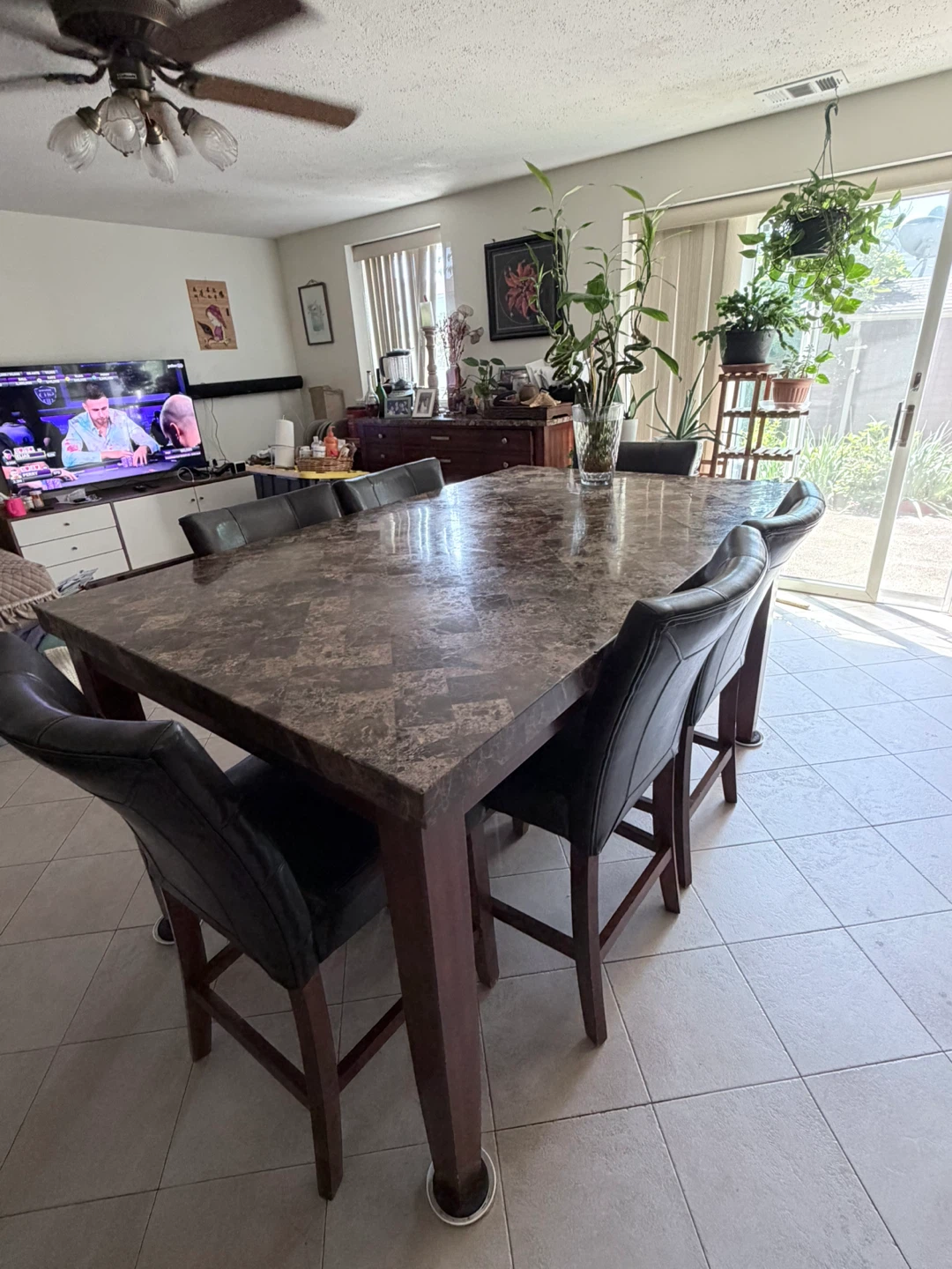 Ferrara Brown Faux Marble high  Dining Table - photo 2