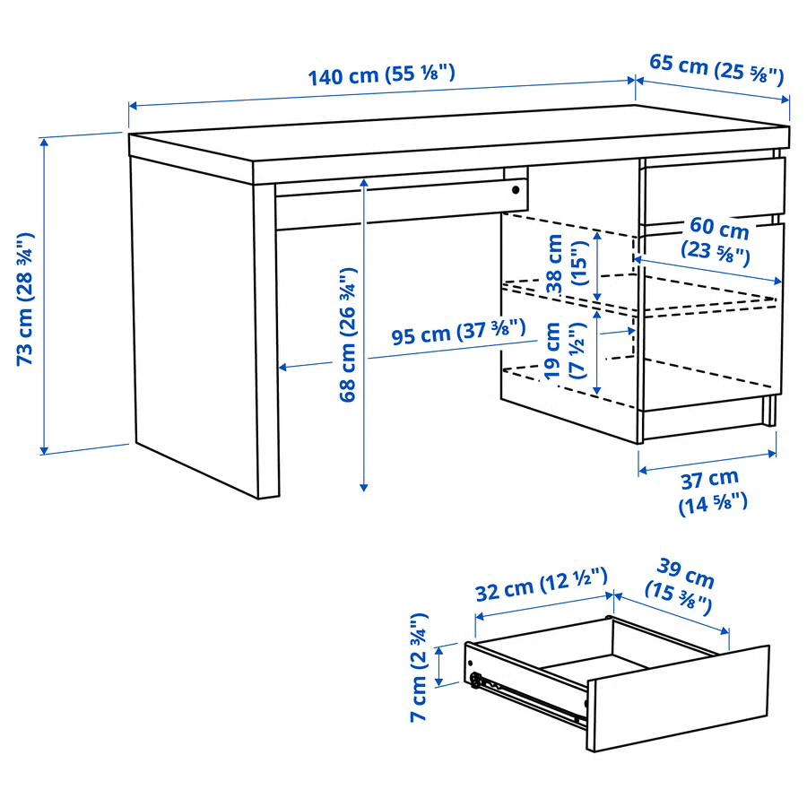 IKEA MALM Desk - White - photo 2