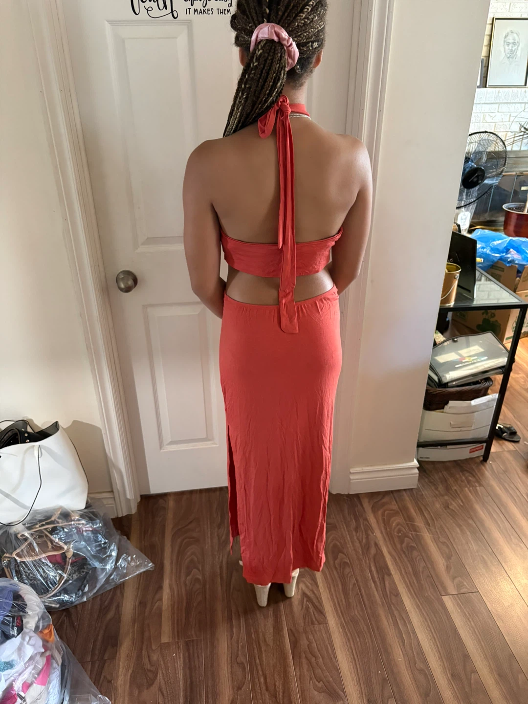 Coral Halter Cutout Maxi Dress - photo 3