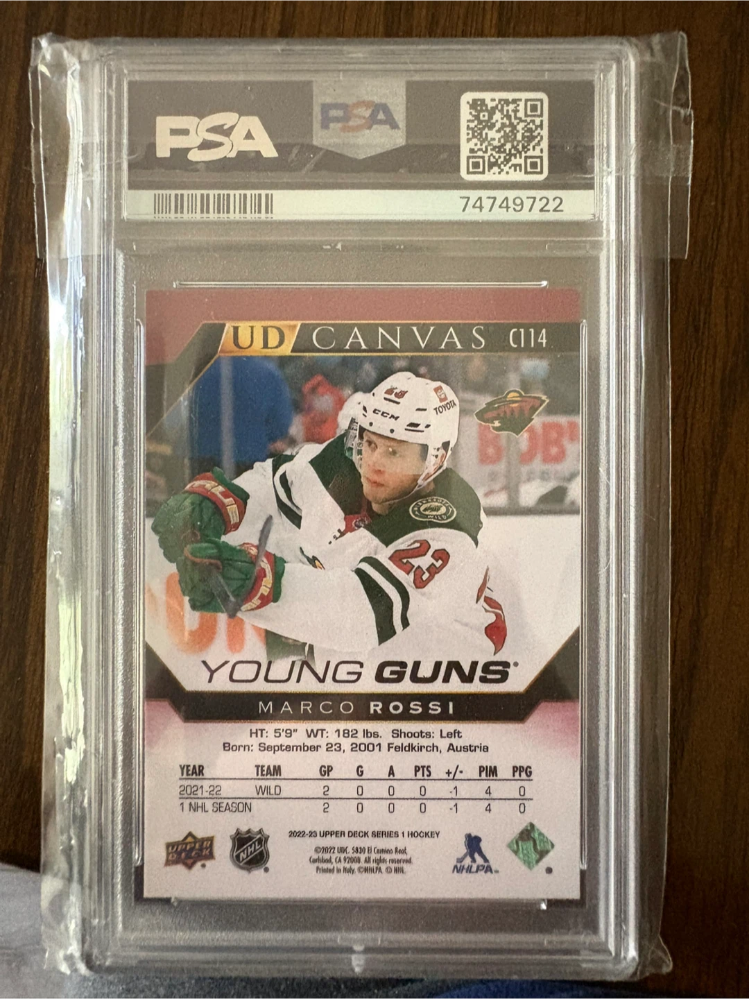 2022 Upper Deck UD Canvas Marco Rossi Young Guns Hockey Card - photo 2