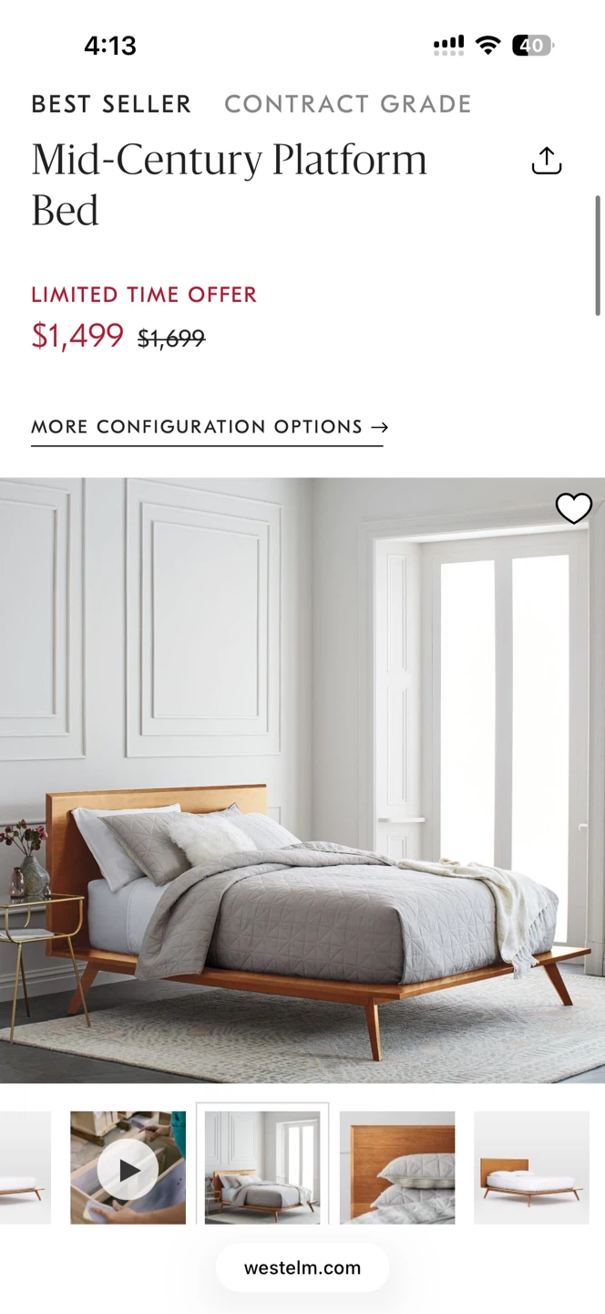 West Elm Mid-Century Platform Bed Frame