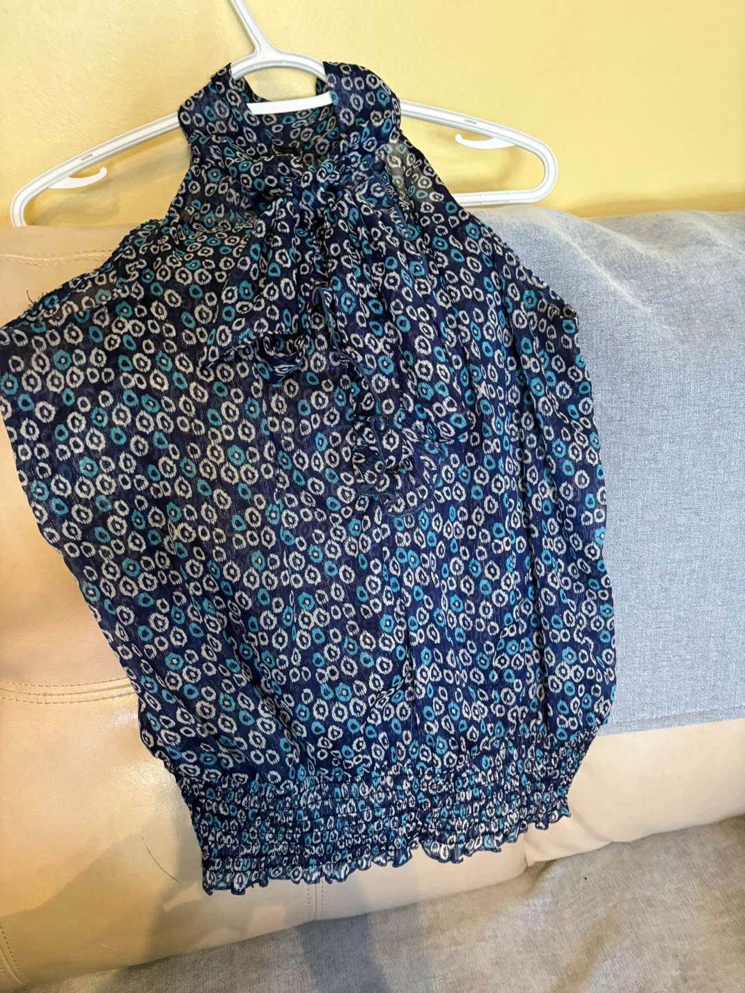 Blue patterned halter neck top
