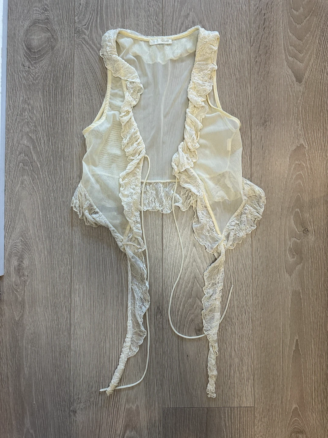 ZARA Sheer Lace Trimmed Vest