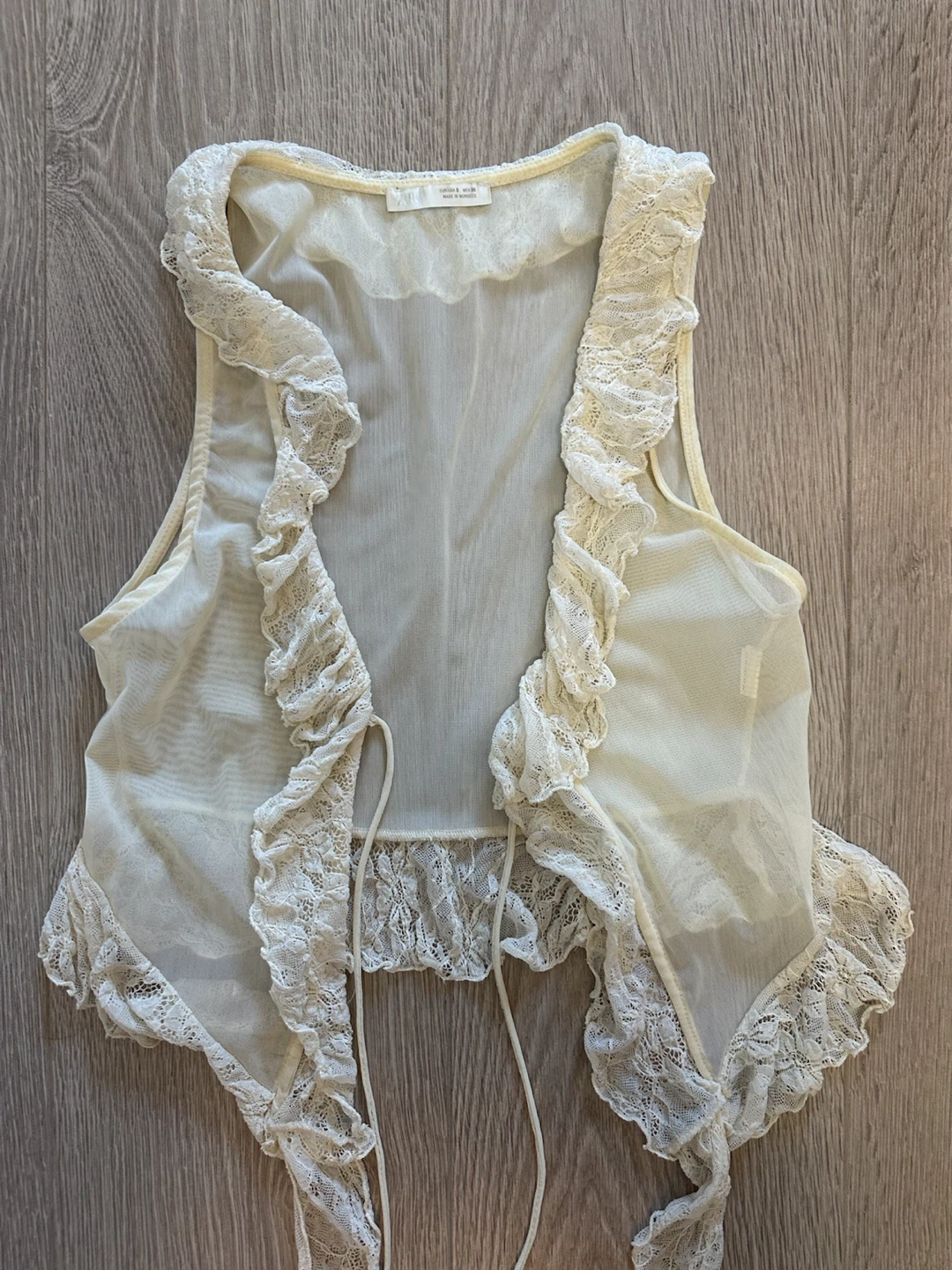 ZARA Sheer Lace Trimmed Vest - photo 3