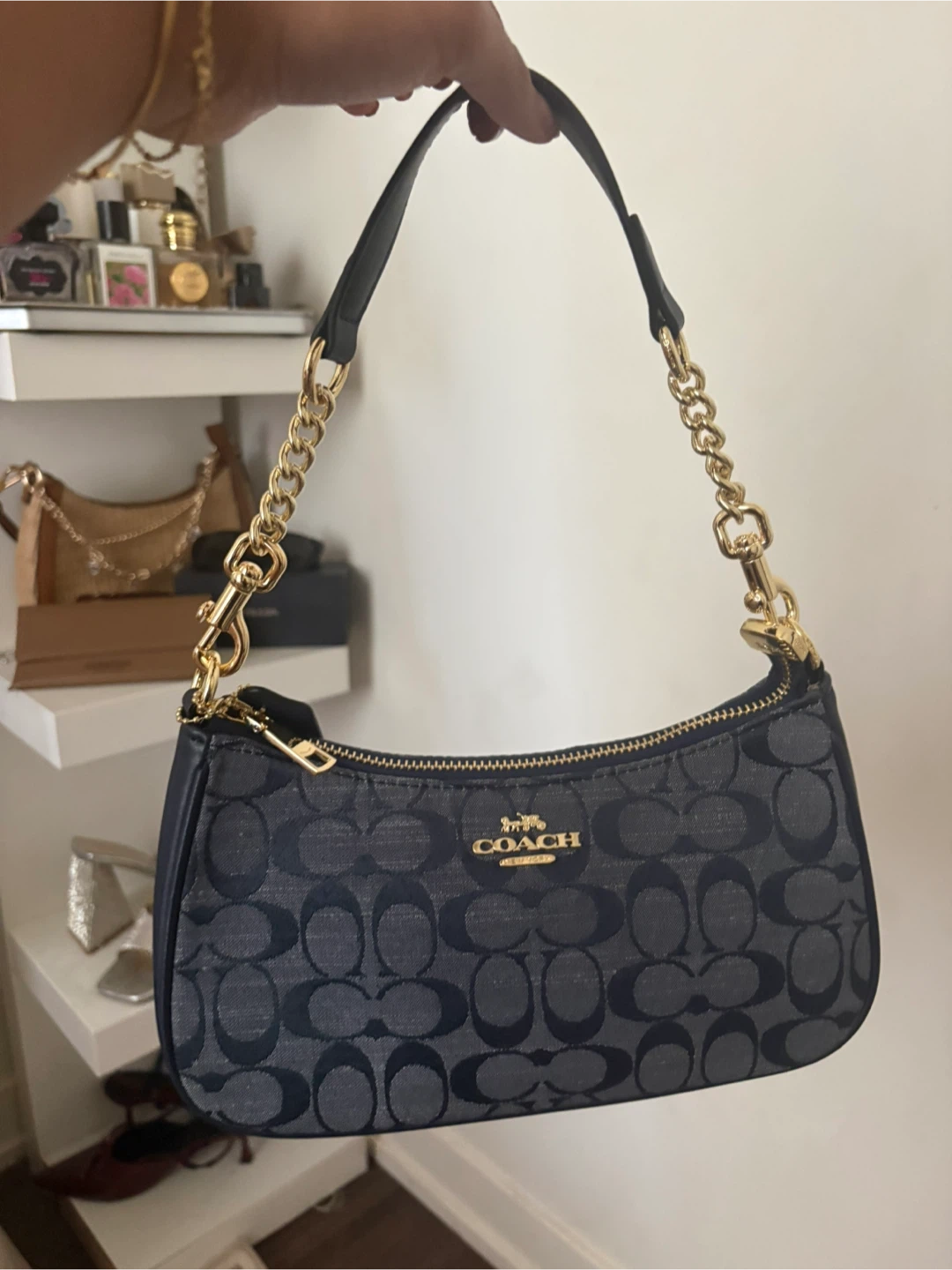 Coach Denim Monogram Shoulder Bag