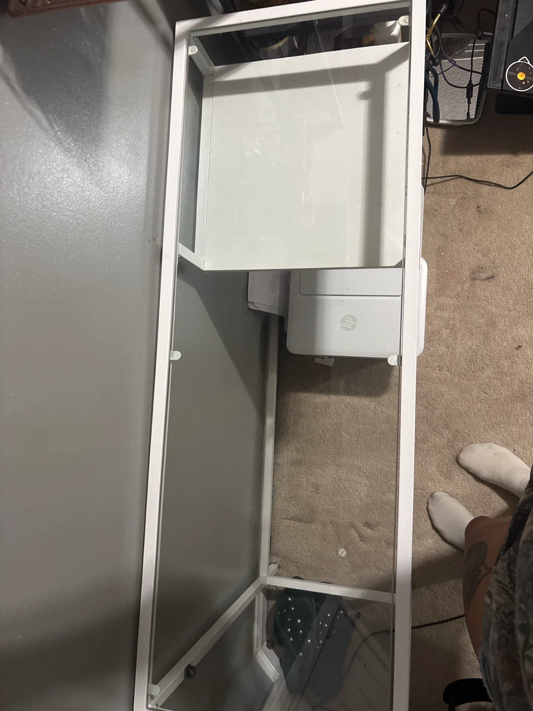 White Metal Frame Glass Top Desk - photo 2