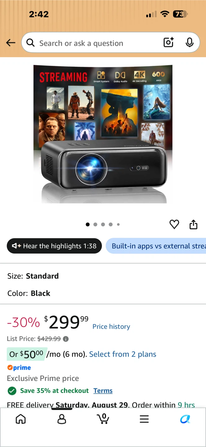 Projector, stand and screen 150 inch - photo 2