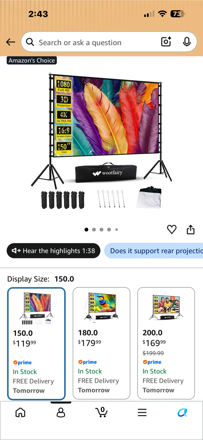 Projector, stand and screen 150 inch - photo 3