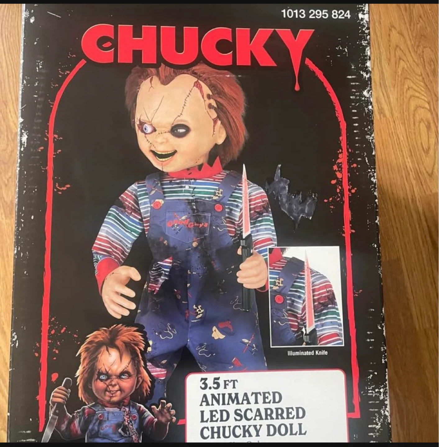 NEW - 3.5 ft. Animated LED Scarred Chucky Figurine