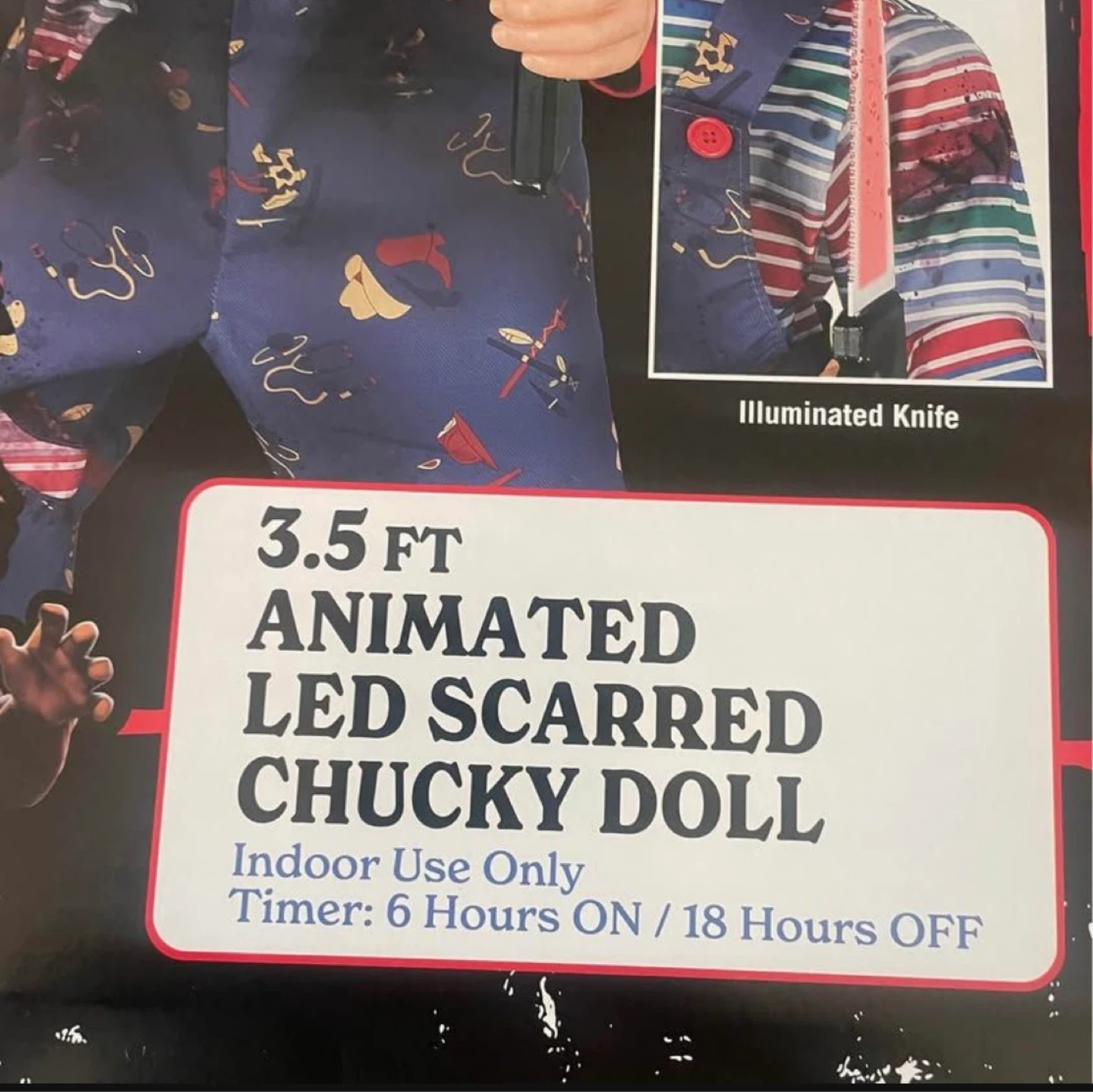 NEW - 3.5 ft. Animated LED Scarred Chucky Figurine - photo 5