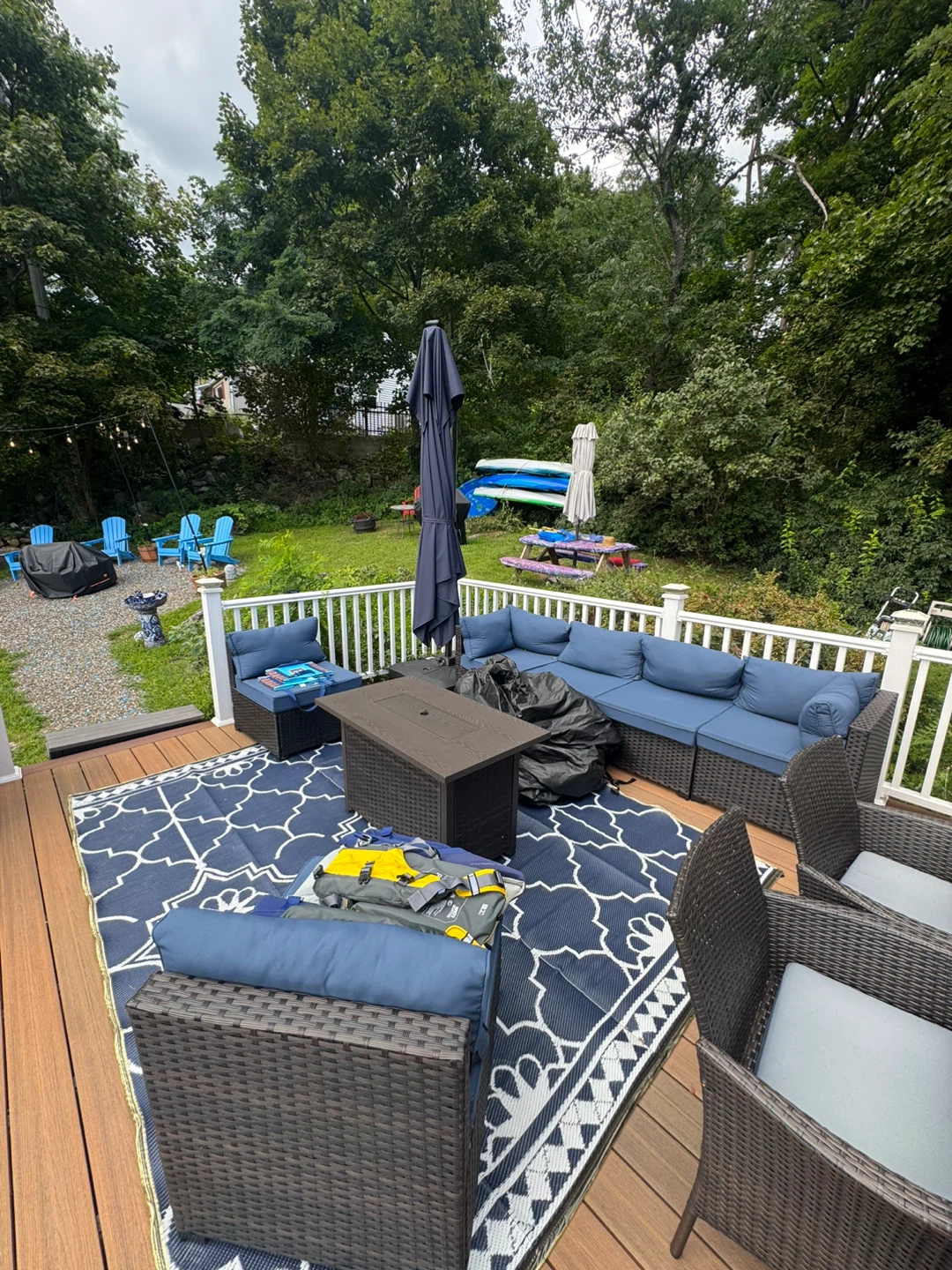 Wicker Outdoor Sectional Sofa Set with Fire Pit - photo 2