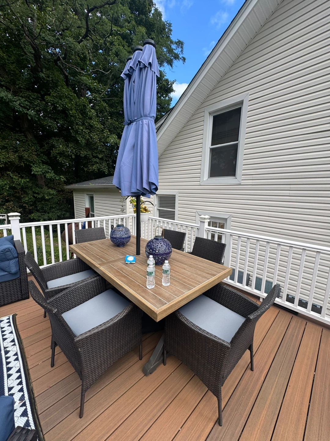 Outdoor Dining Set with Table, 6 Chairs, and Umbrella