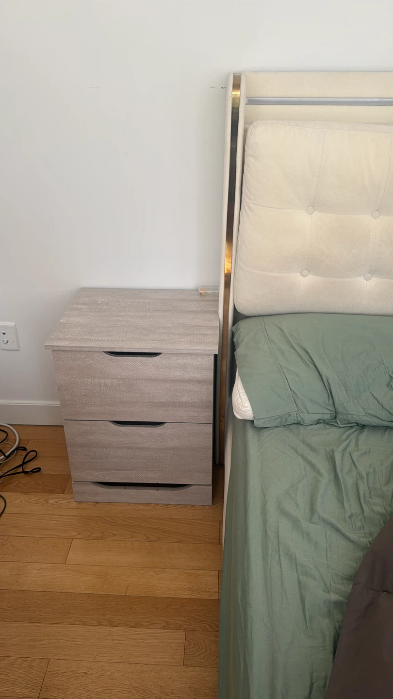 Light Wood Grain 2-deep Drawer Nightstand bed side table - photo 4