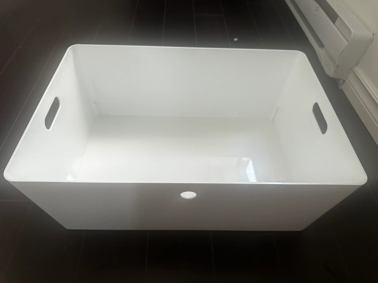 White Storage Bin with Bamboo Lid