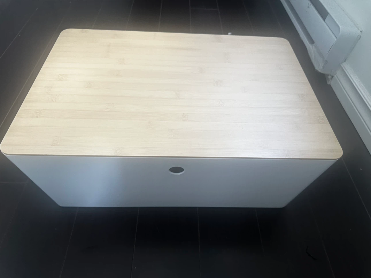White Storage Bin with Bamboo Lid - photo 3