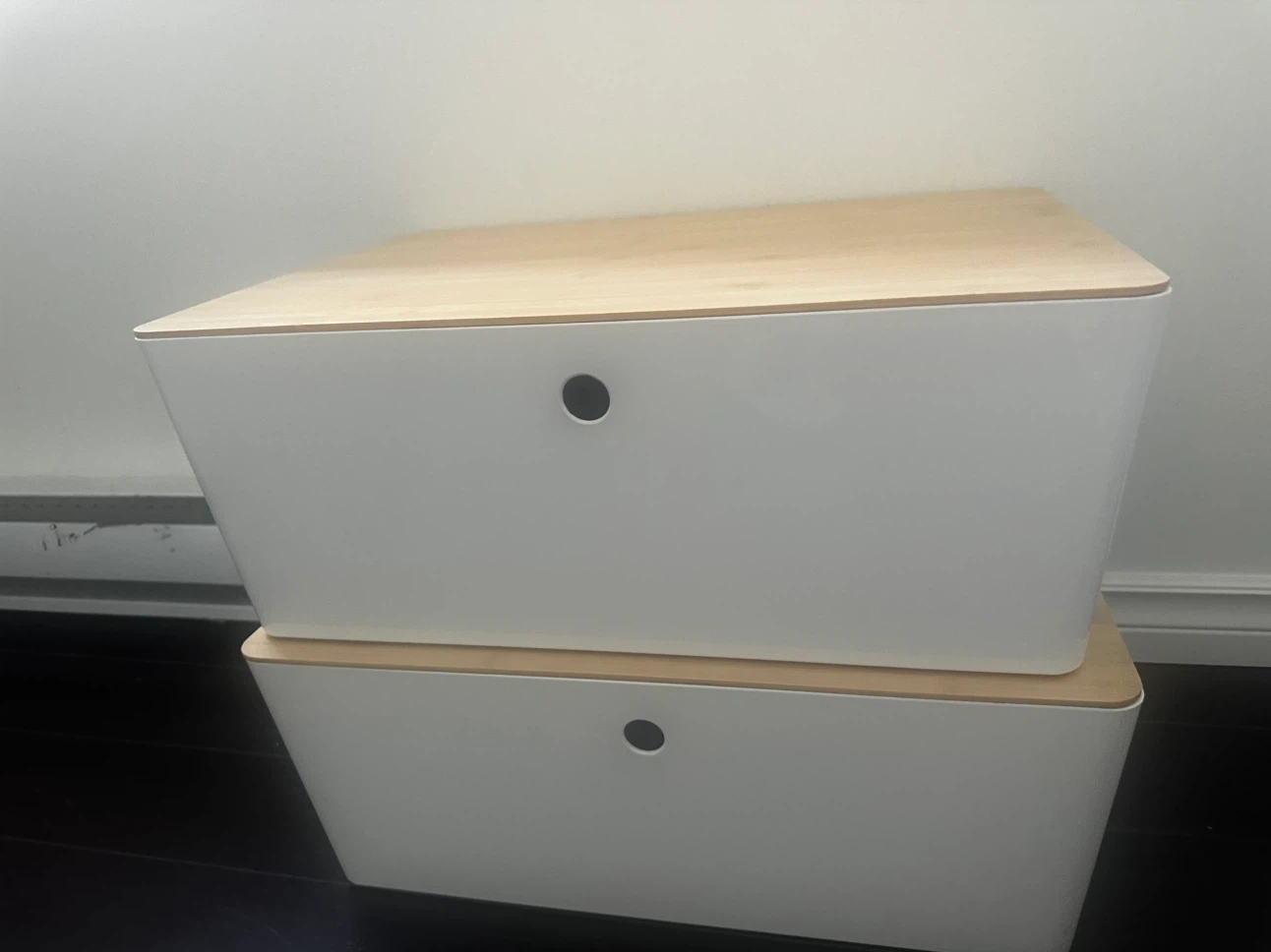 White Storage Bin with Bamboo Lid - photo 5