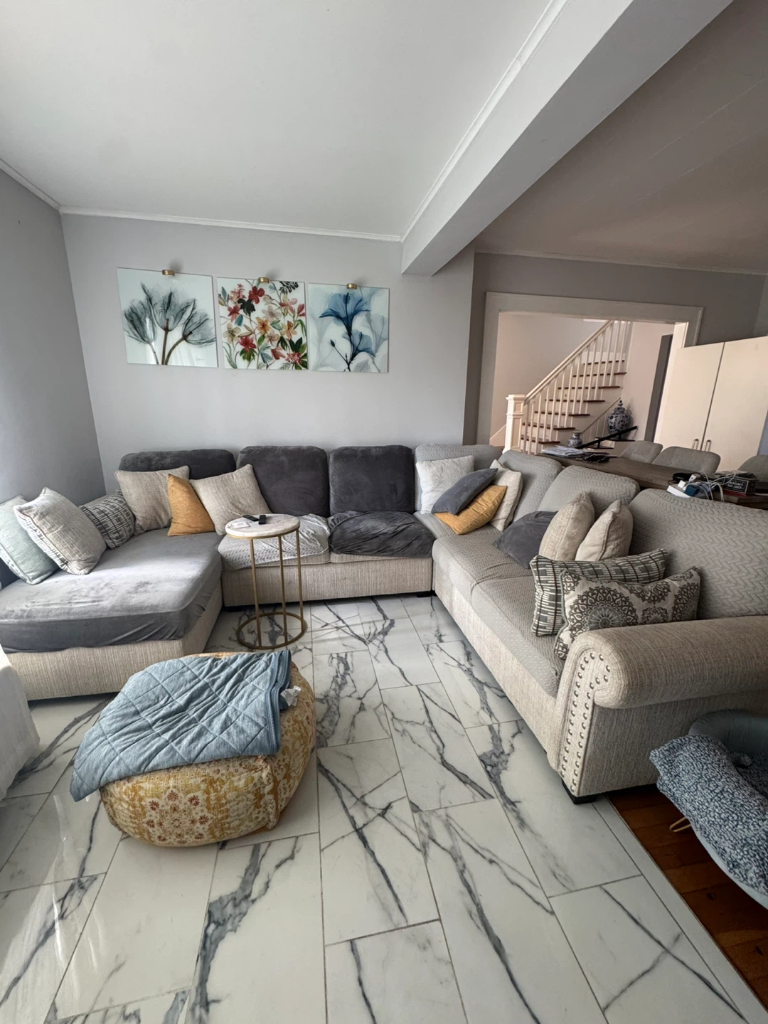 Large Sectional Sofa with Multiple Cushions