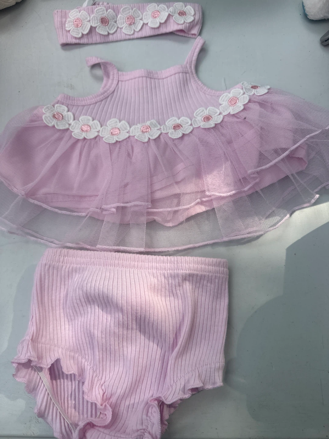 Pink Baby Dress Set with Headband