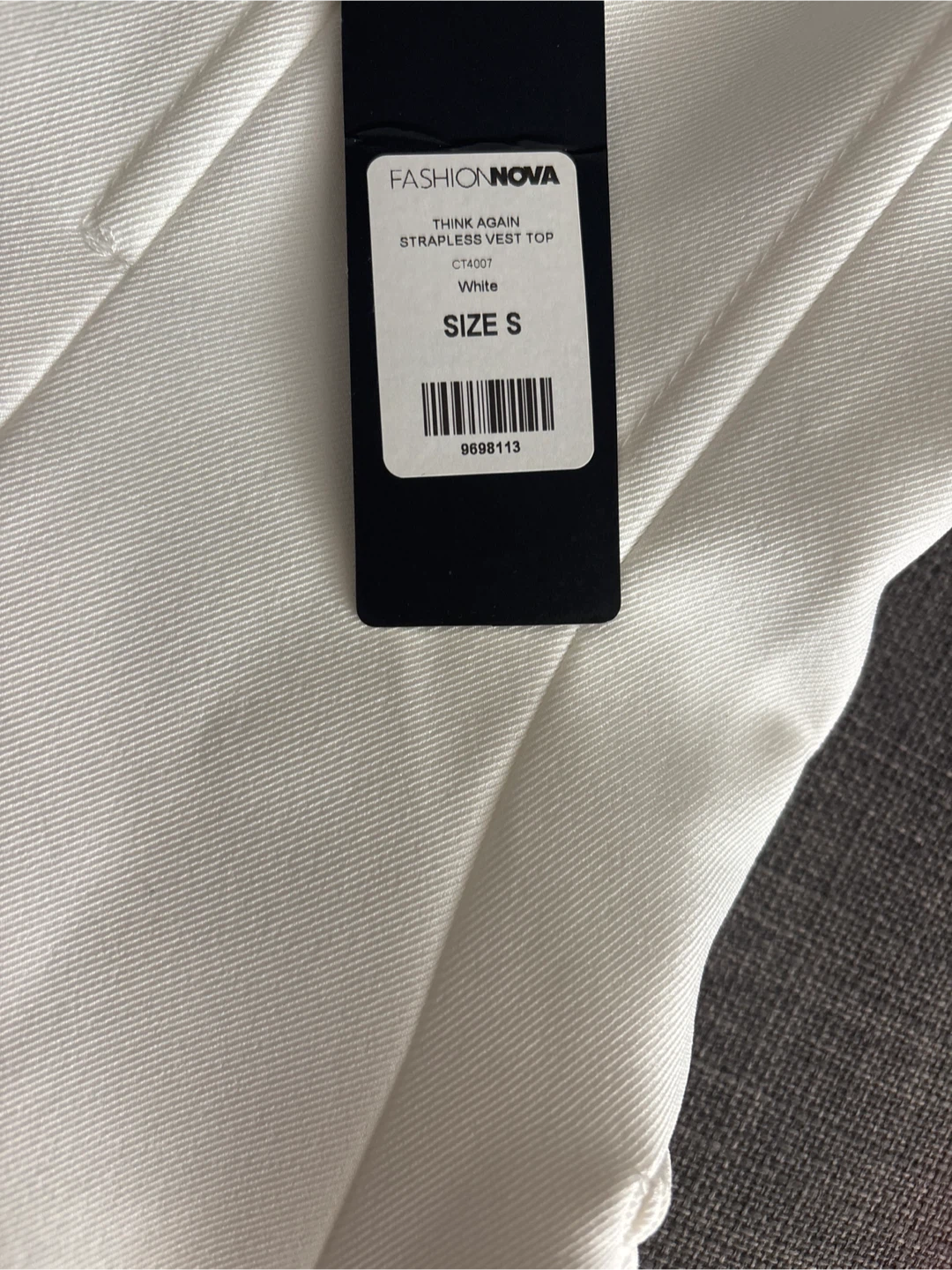 Fashion Nova Strapless Vest Top White Size S - photo 2