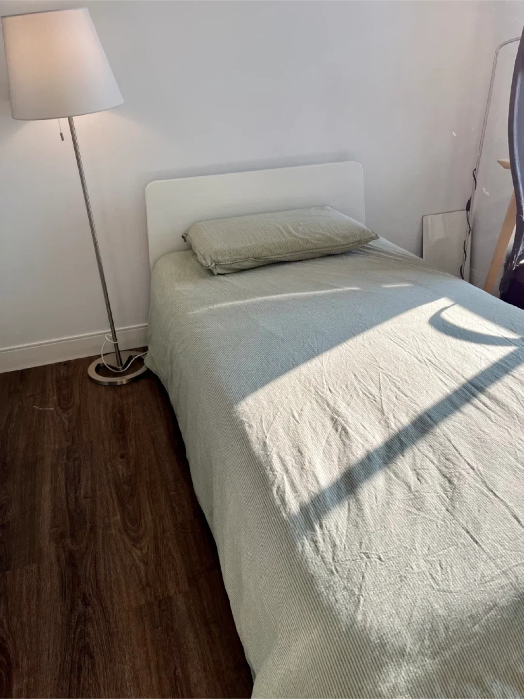 IKEA White Bed Frame + VANNAREID Twin Pocket Spring Mattress