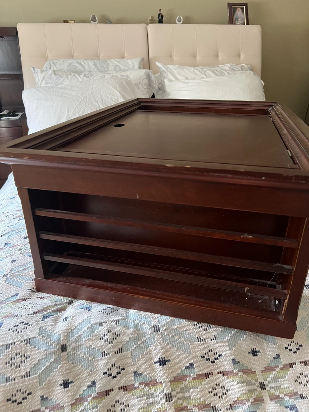 Wooden Bed Tray with Adjustable Top