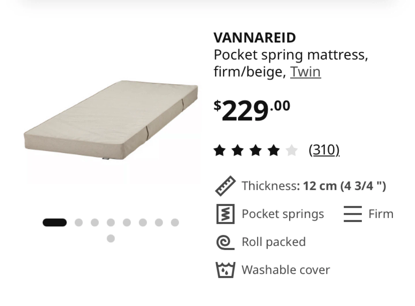 IKEA White Bed Frame + VANNAREID Twin Pocket Spring Mattress - photo 5