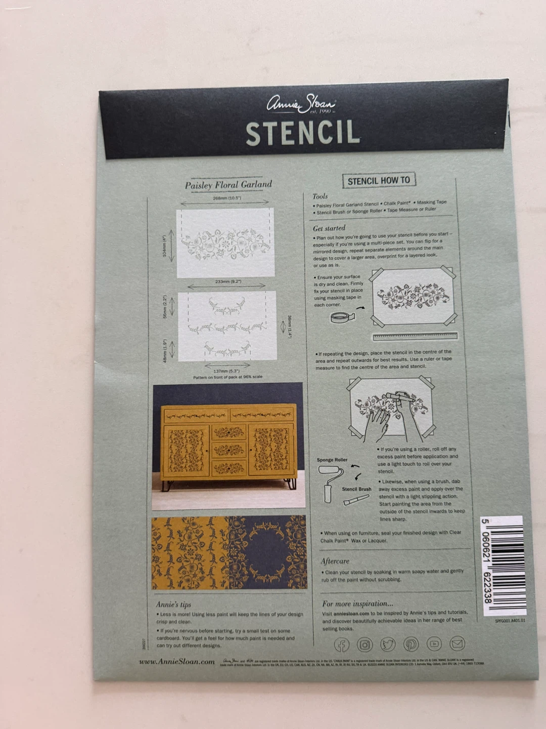 Annie Sloan Paisley Floral Garland Stencil – 2 Part Set – NEW - photo 2