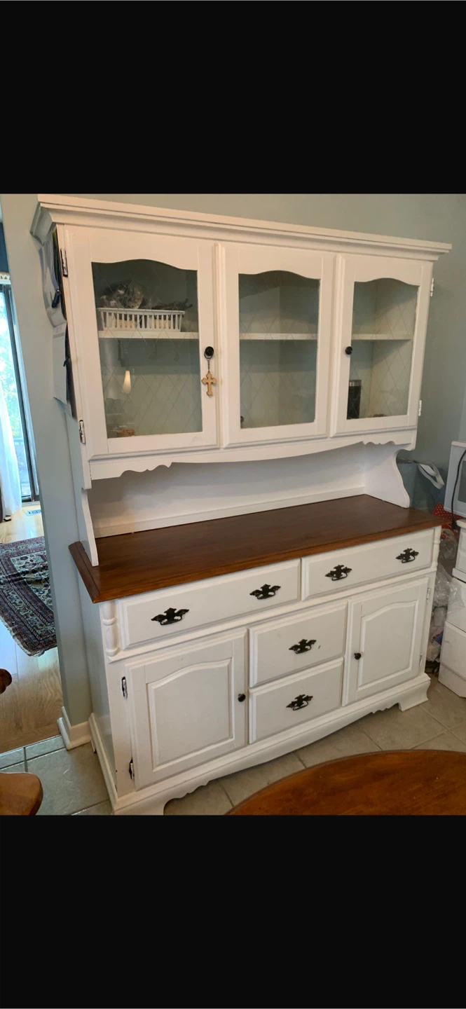 White China Cabinet with Glass Doors
