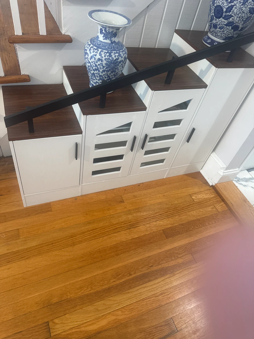 White Stair Storage Cabinet