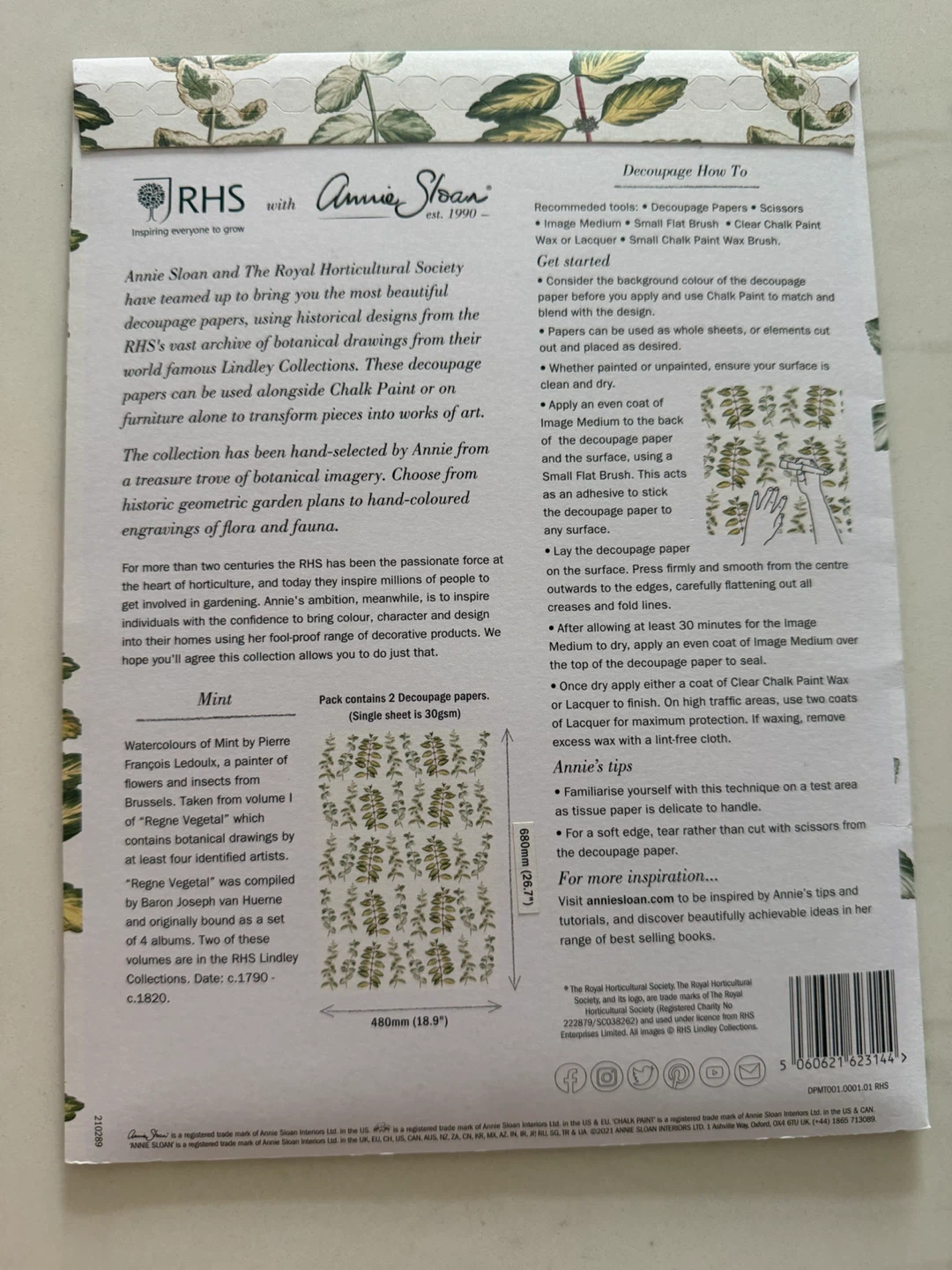 Annie Sloan Mint Decoupage Paper – NEW – $20 - photo 2