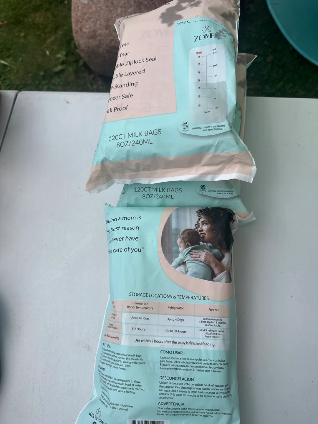 Zomiee 120 Count Breast Milk Storage Bags 8oz/240ml
