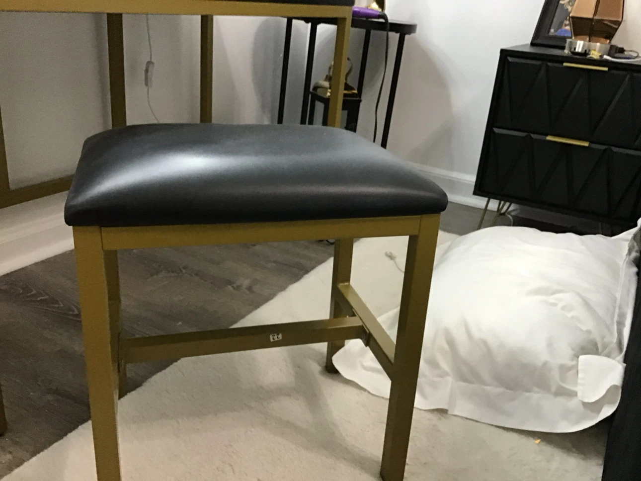 Black Padded Vanity Stool - photo 5