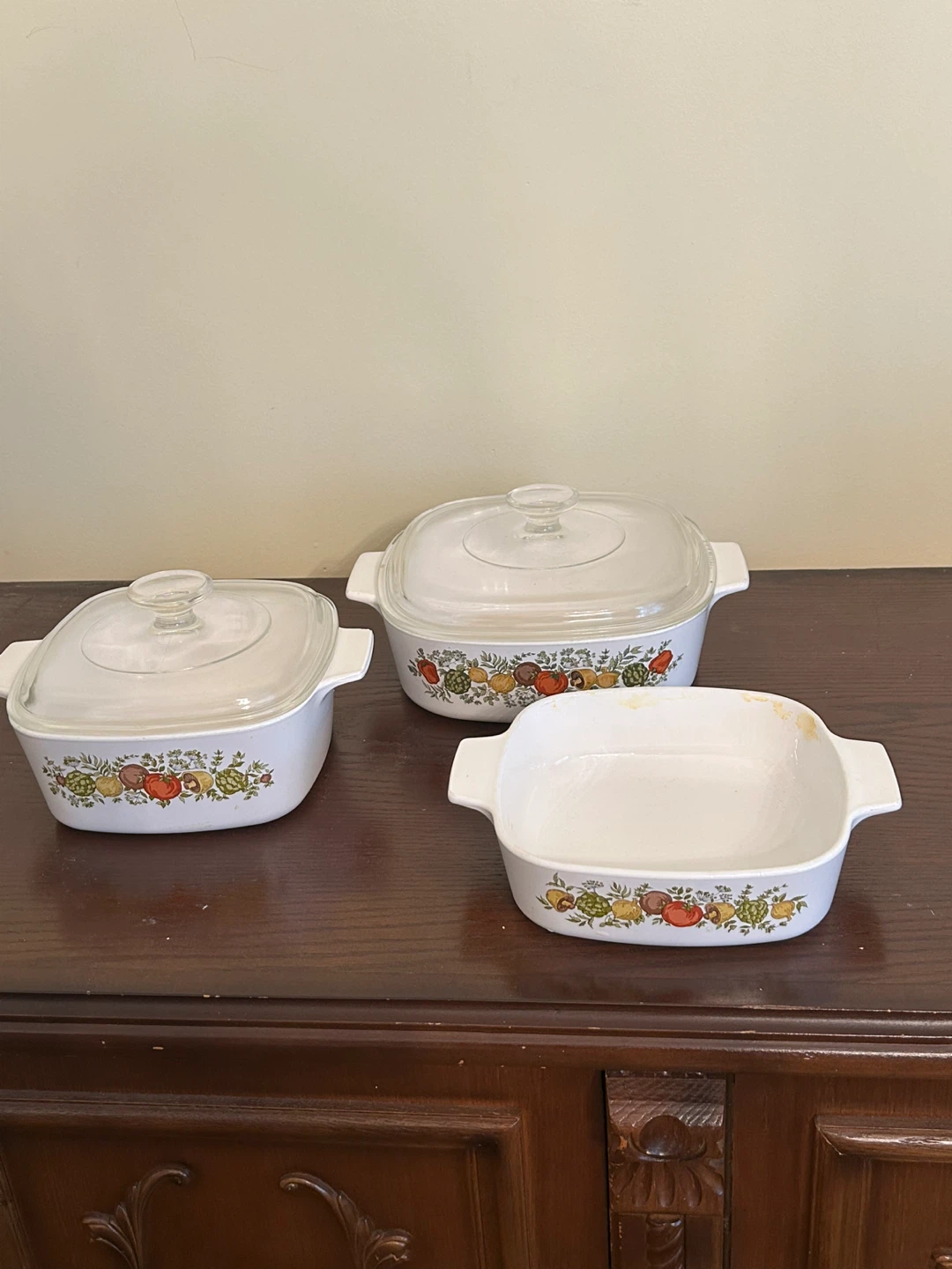 CorningWare Casserole Dish with Lid - Vegetable Pattern