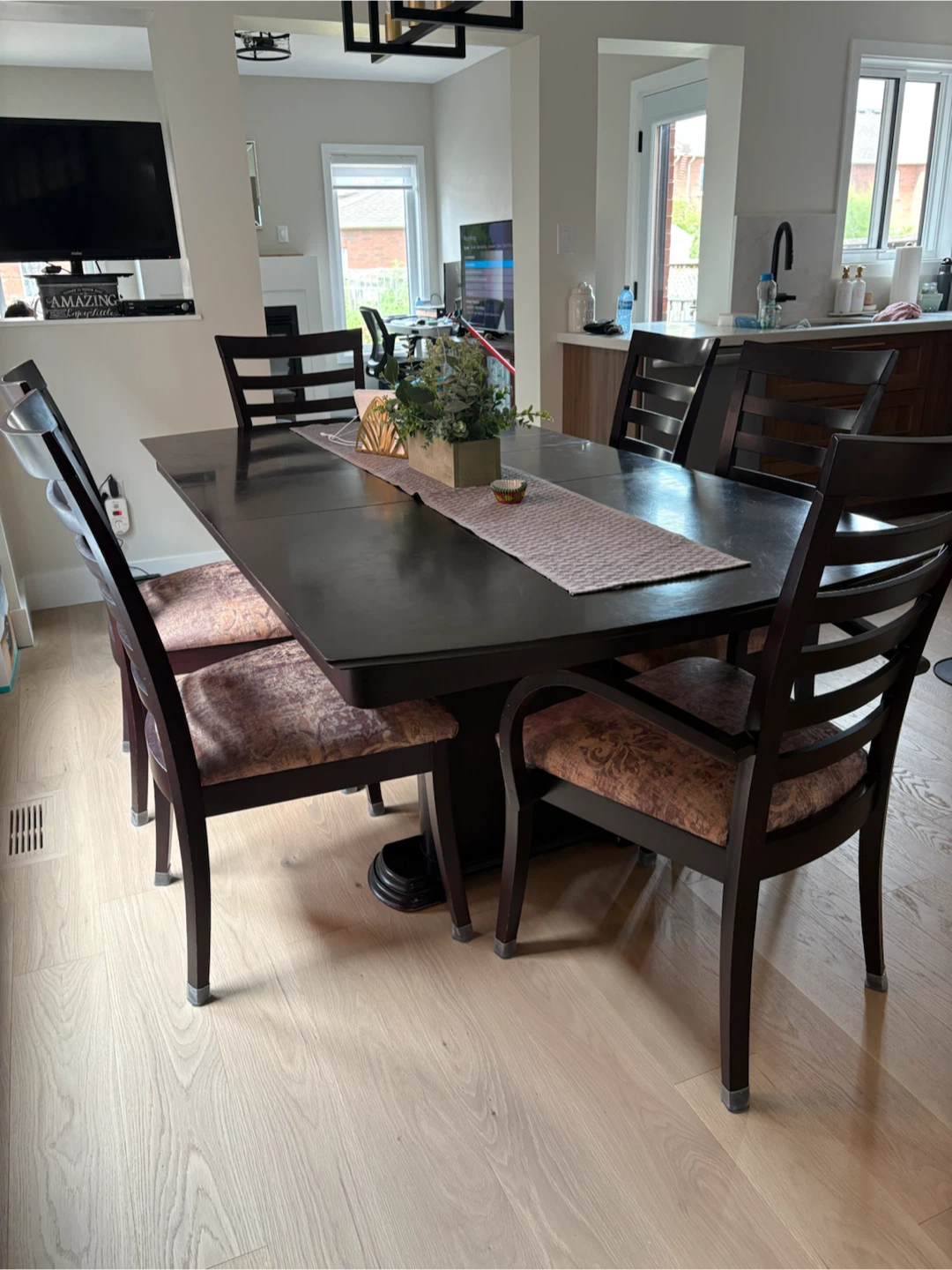 Dark Brown Dining Table with 6 Chairs