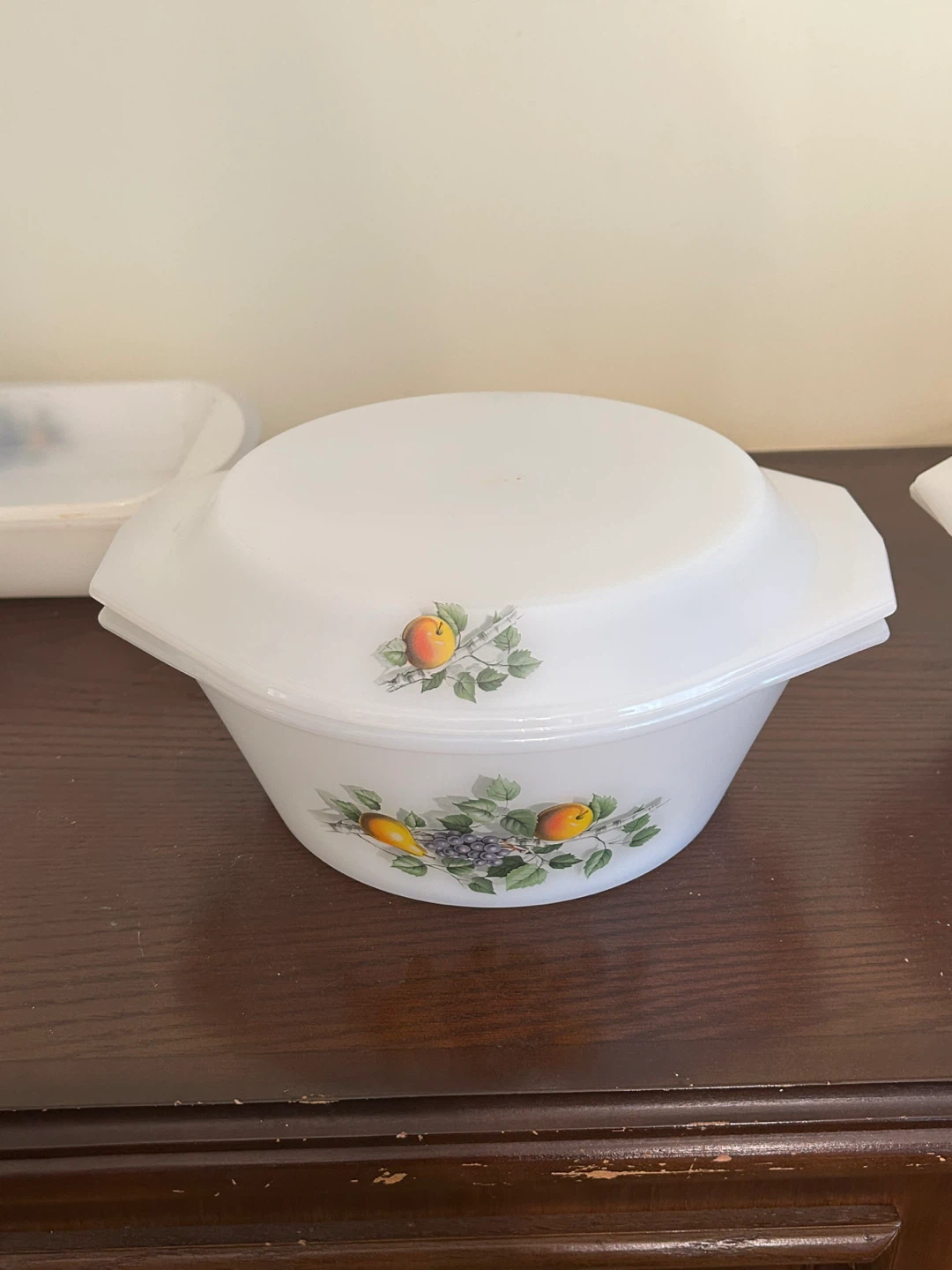 Arcopal France Vintage Casserole Dish with Lid - Fruit Pattern