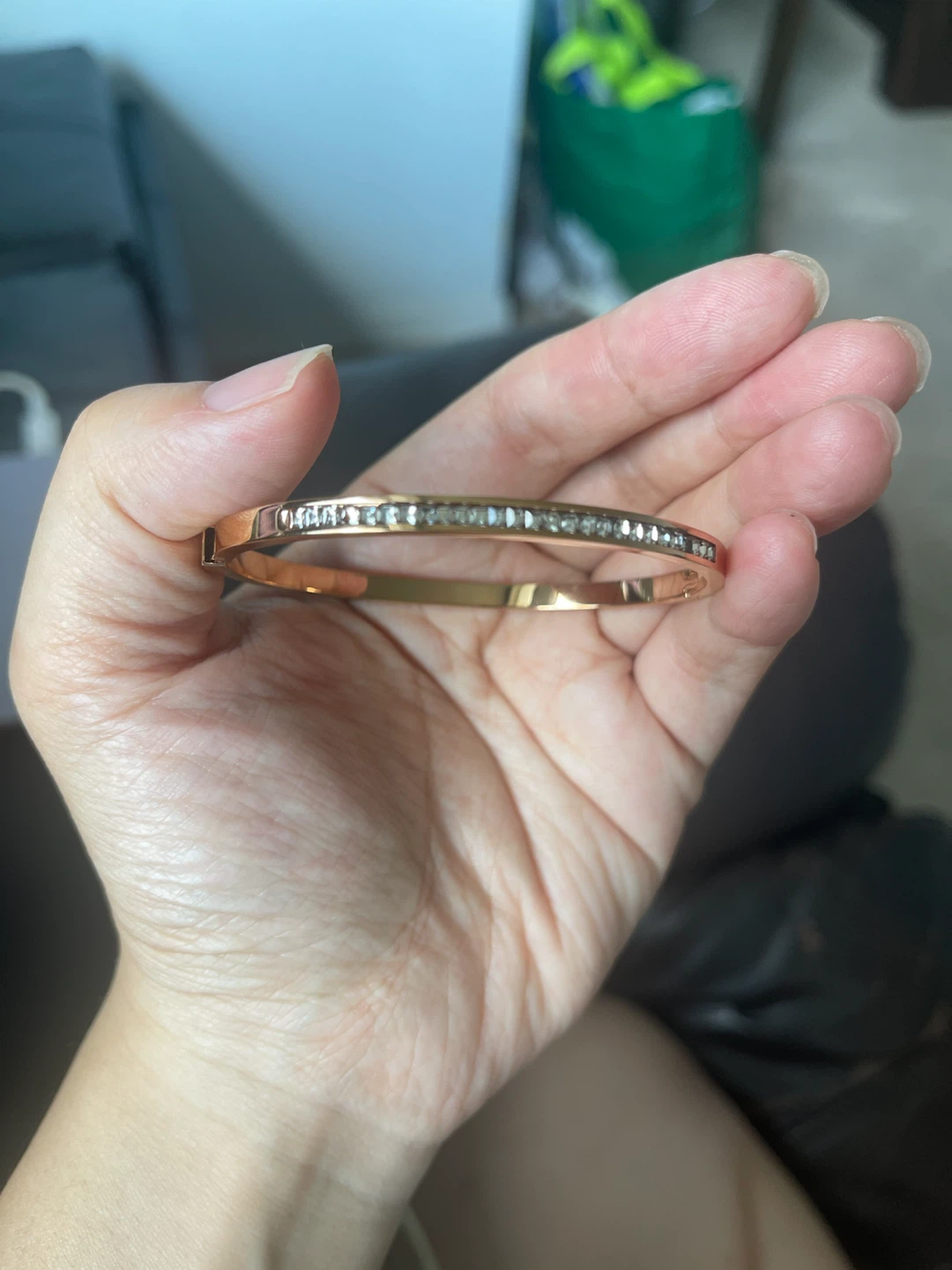 Gold coloured bracelet with rhinestones - photo 2