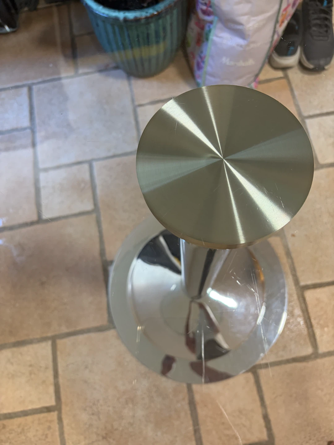 Glass Top Round Side Table with Chrome Base - photo 2