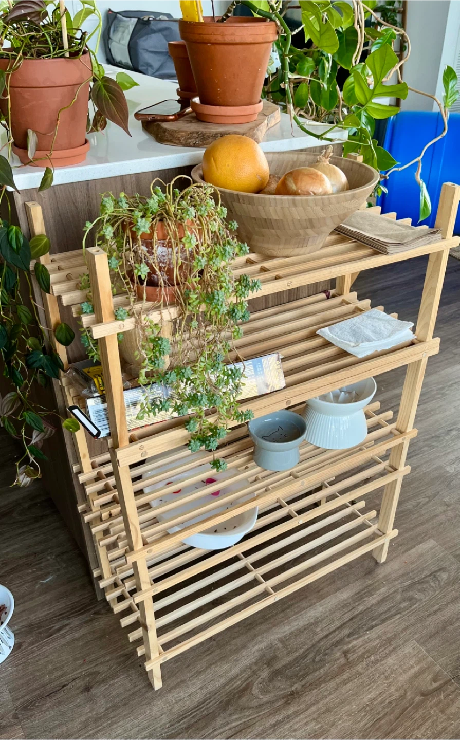 Wooden Tiered Shelf Unit