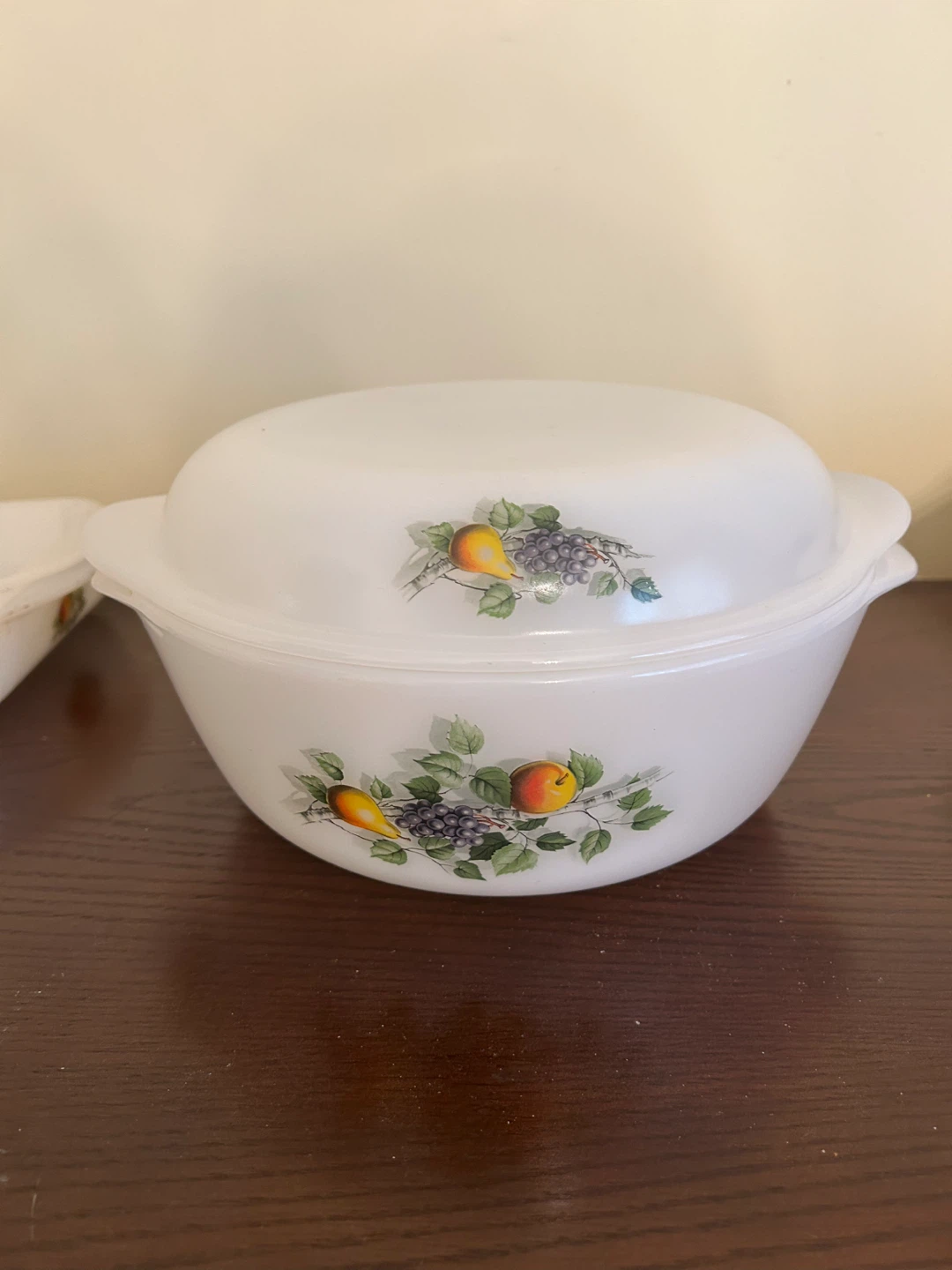 White Mixing and baking Bowl with Fruit Design